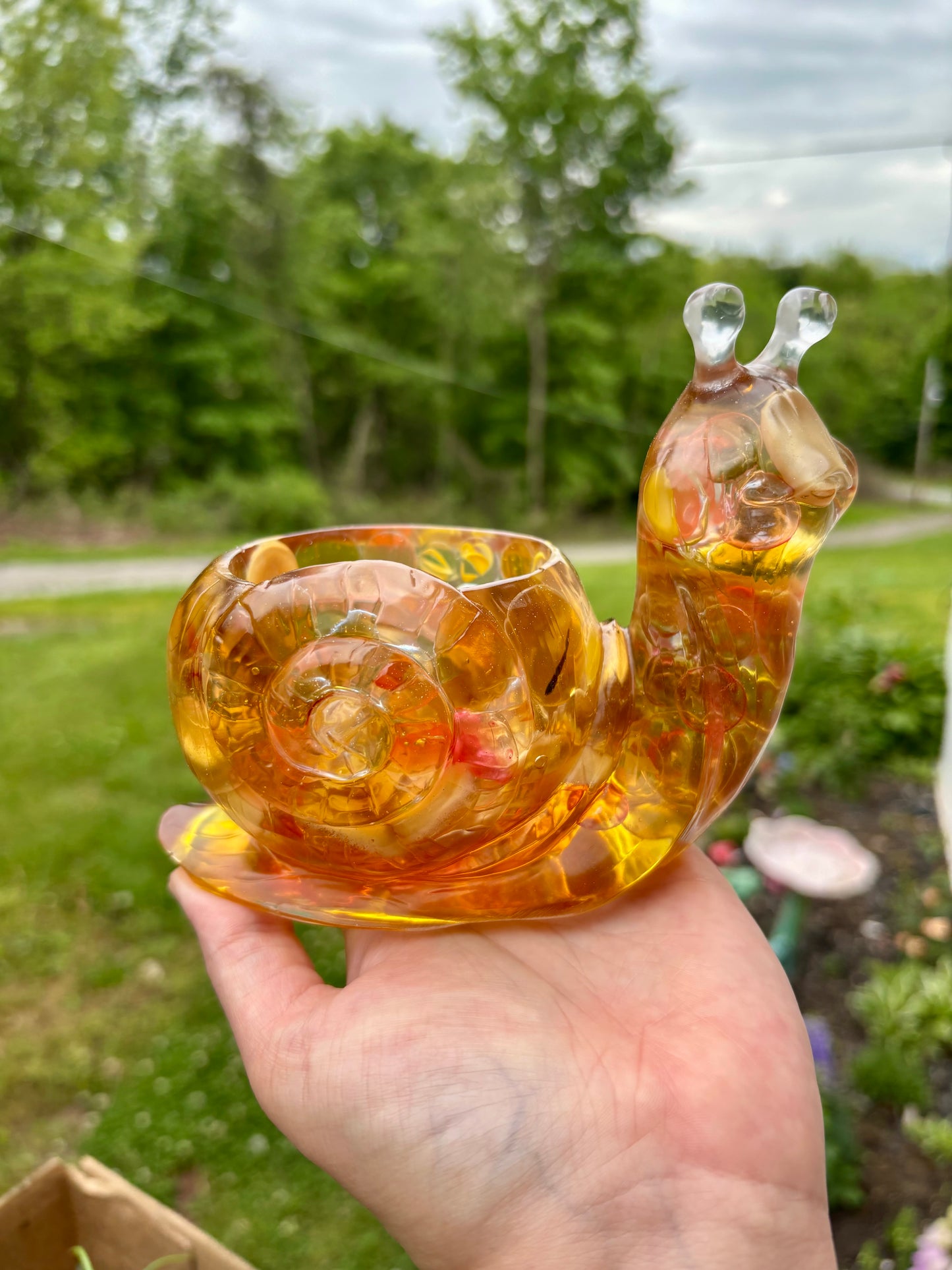 Snail Planter/Bowl Yellow Marbles