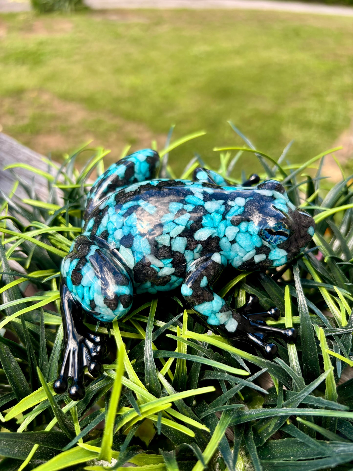 Frog Black/Teal Pebbles