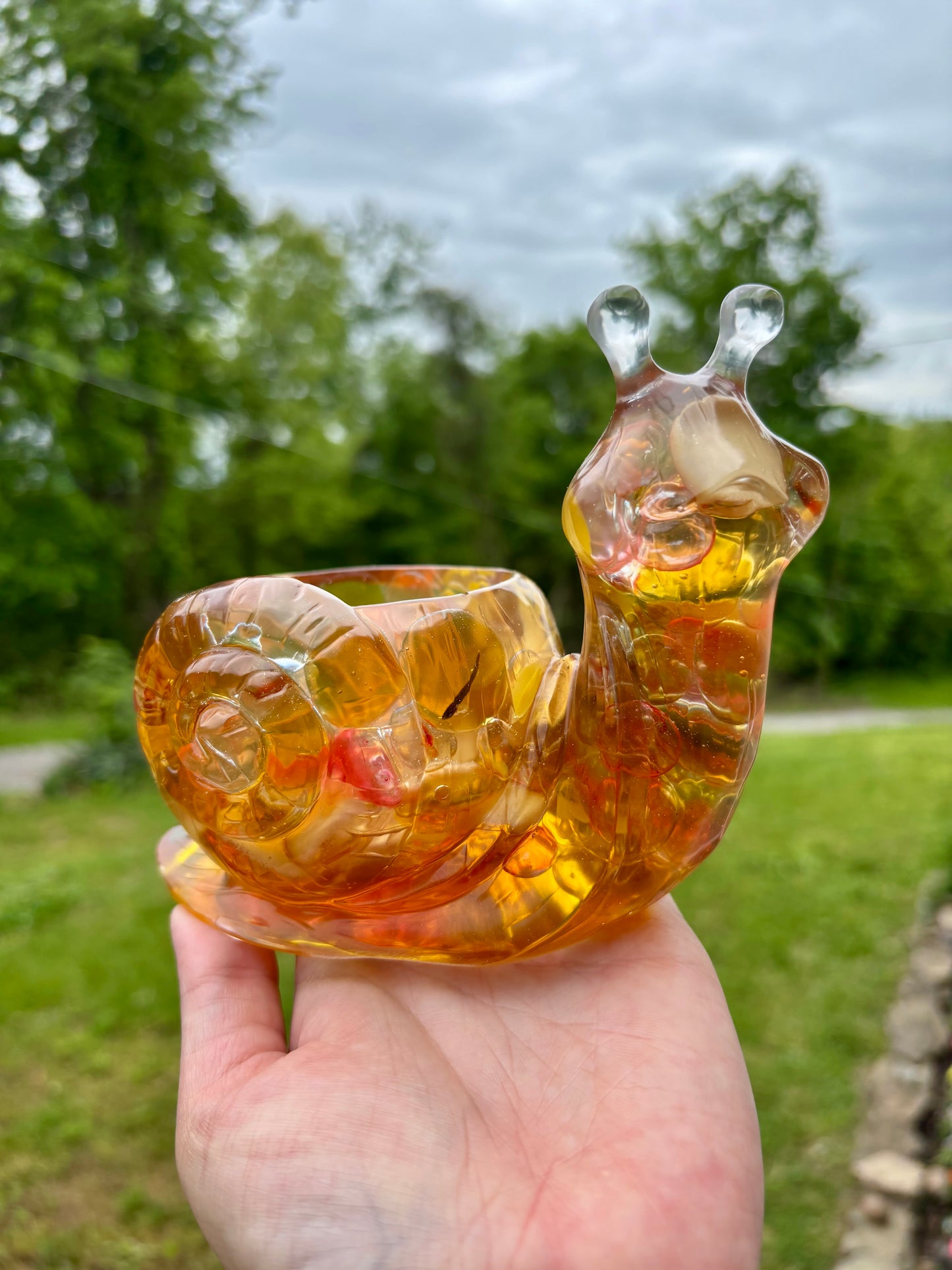Snail Planter/Bowl Yellow Marbles
