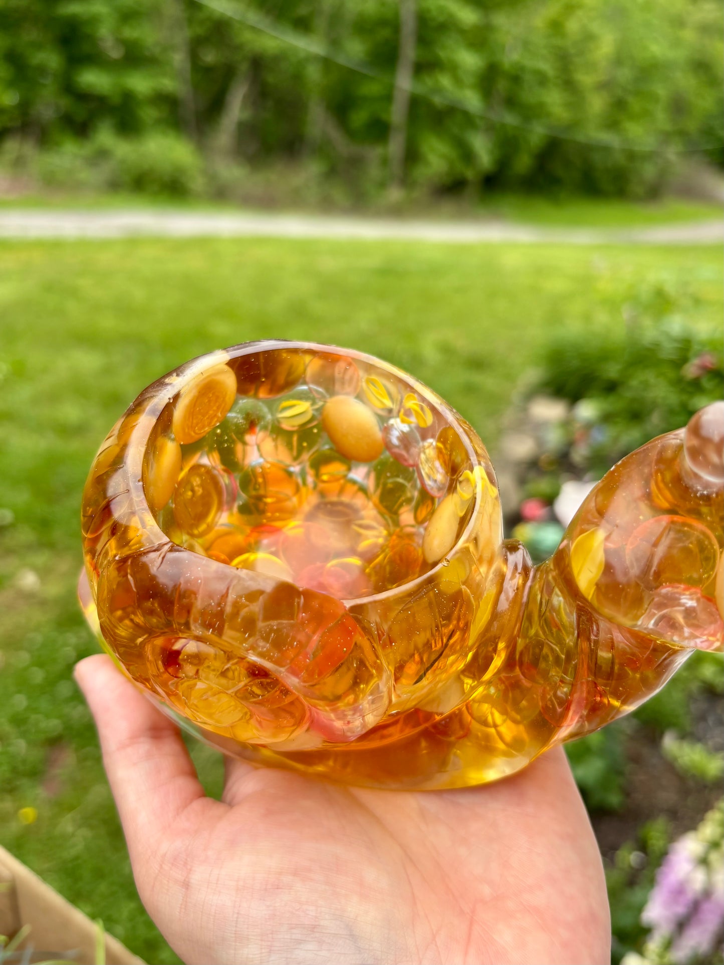Snail Planter/Bowl Yellow Marbles