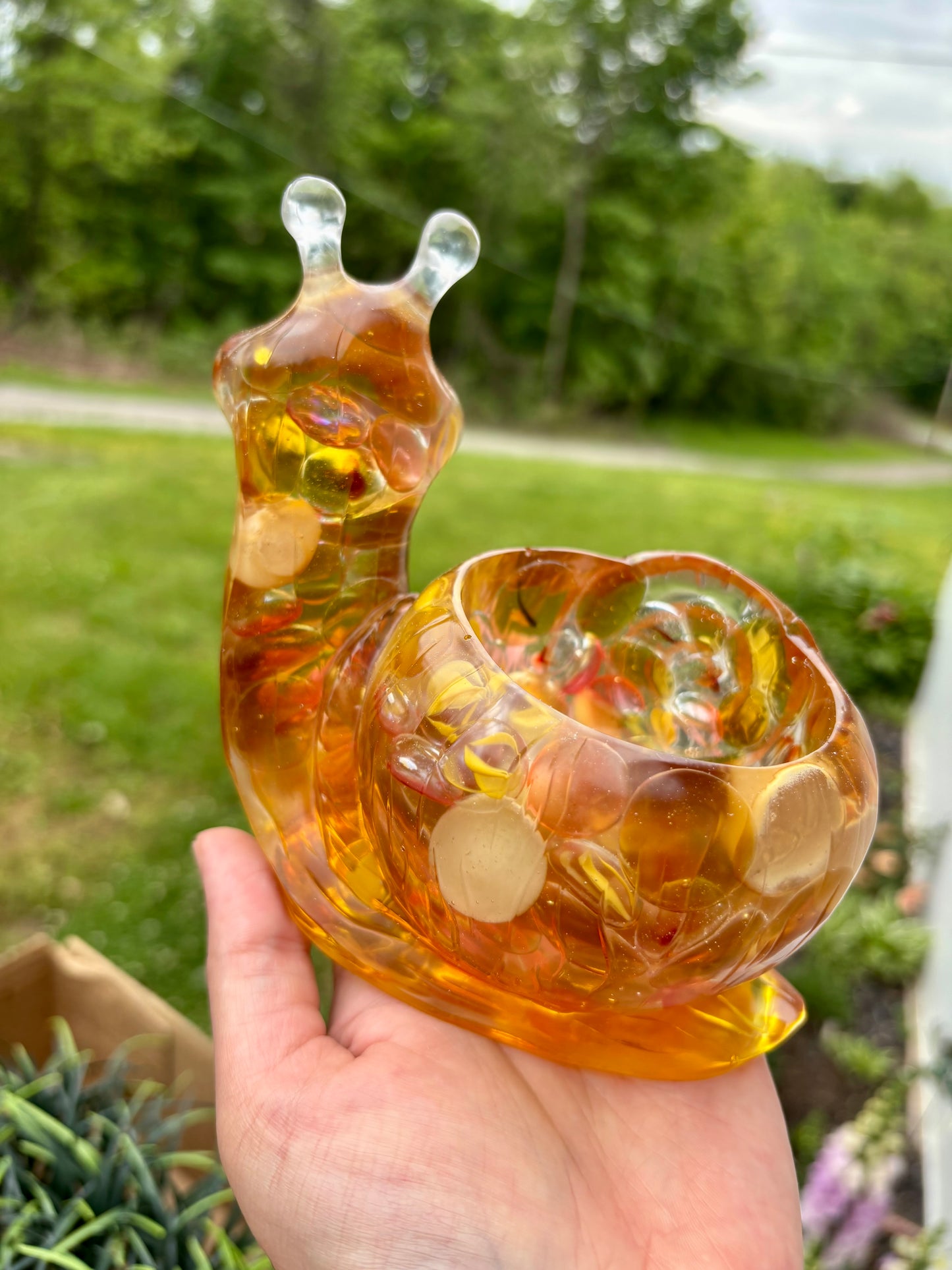Snail Planter/Bowl Yellow Marbles