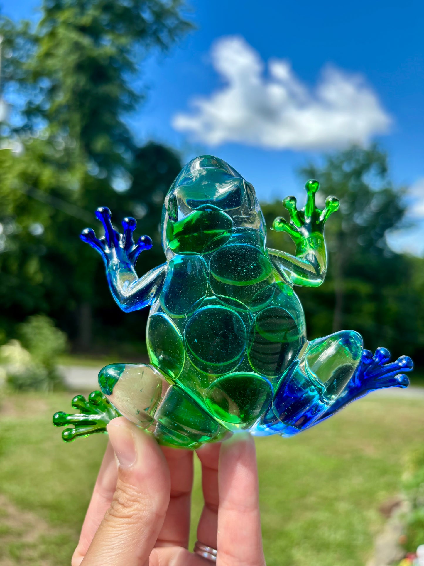 Frog Green/Blue Glass Marbles