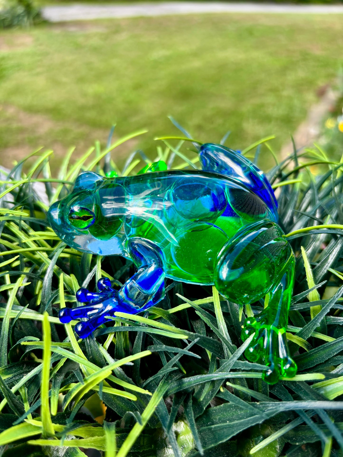 Frog Green/Blue Glass Marbles
