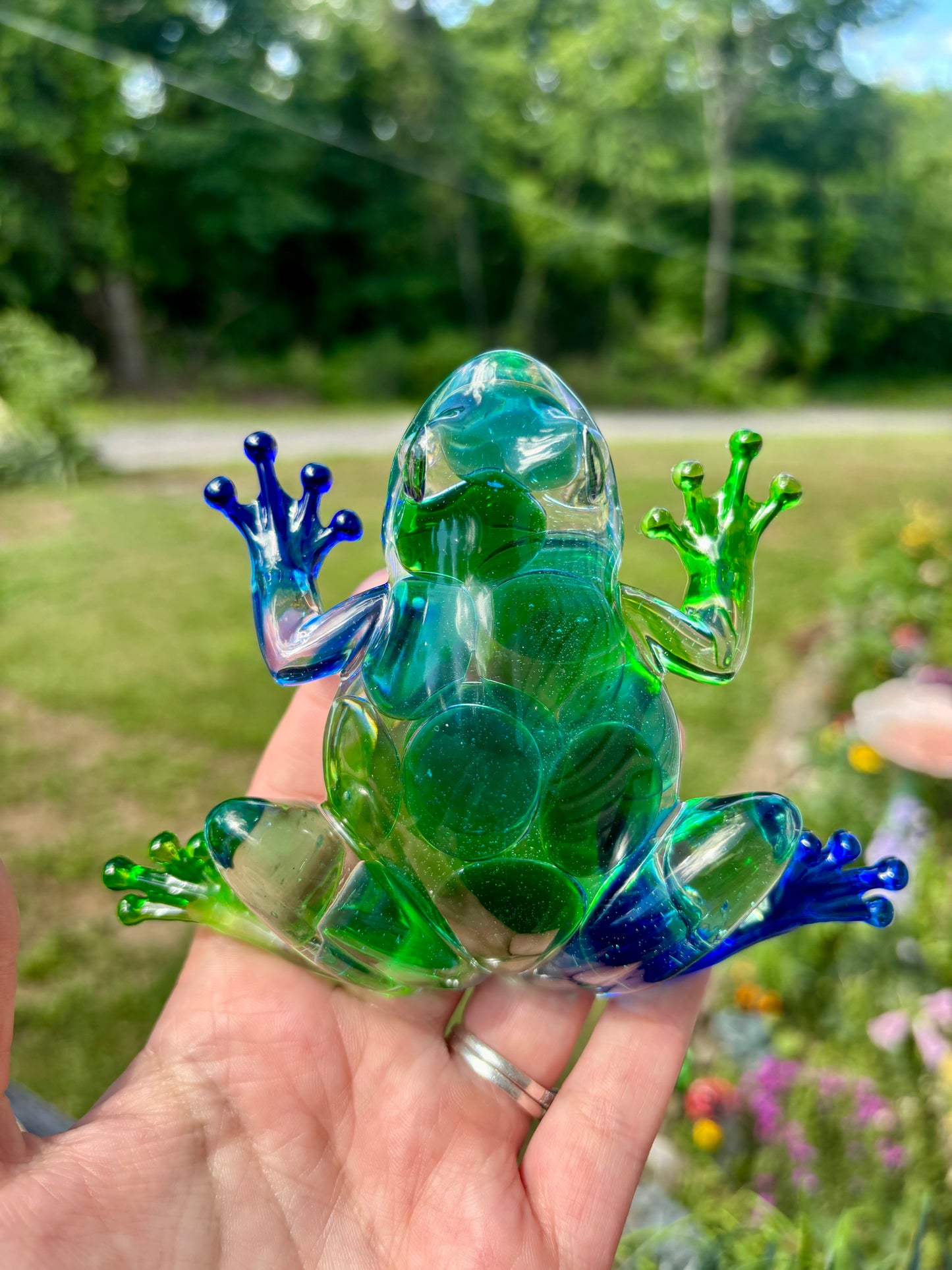 Frog Green/Blue Glass Marbles