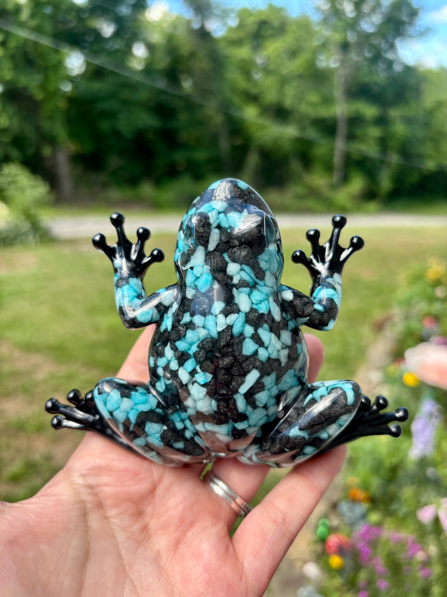 Frog Black/Teal Pebbles